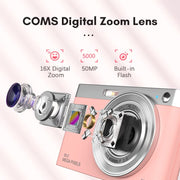 50 MP HD Camera 4K Video Retro Vlog Self-Shooting Camera(Black)