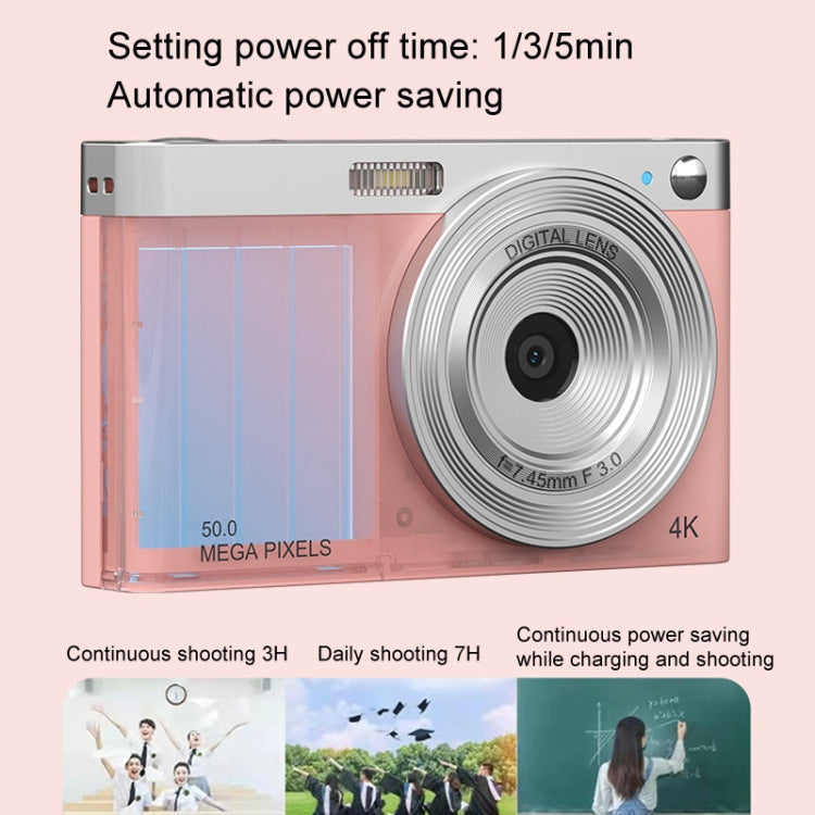 50 MP HD Camera 4K Video Retro Vlog Self-Shooting Camera(Pink)