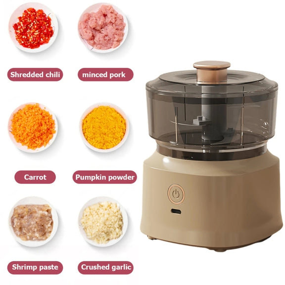 JRQ-01 Home Wireless Electric Meat Grinder Kitchen Garlic Pounder, Size: Double-click(White)