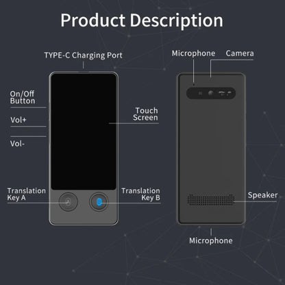Hishell W12 144 Languages AI Voice Translator Smart Camera Translator Offline Dialogue Real-Time Mutual Translation(Black) - free shipping - PMC Jewellery - Order now!