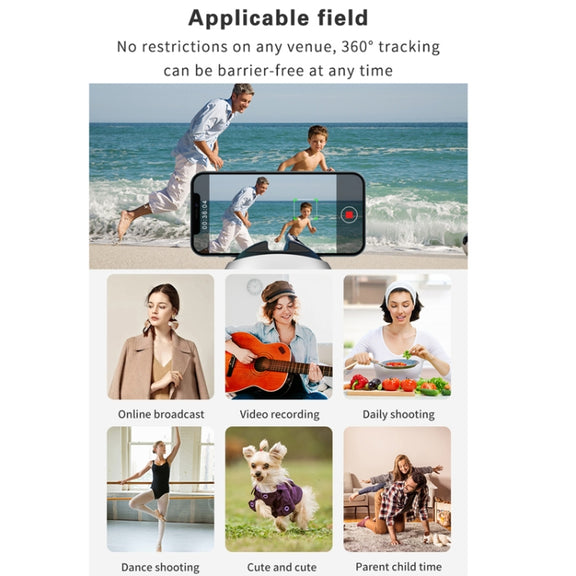 Hishell Rechargeable AI Face Intelligent Follow Shot Gimbal Cell Phone Live Streaming Video Stabilizer(Black)