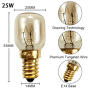 E14 Salt Crystal Lamps High Temperature Resistant Oven Light Bulb, Power: 25W Brass Lamp Head(2700K Warm White)