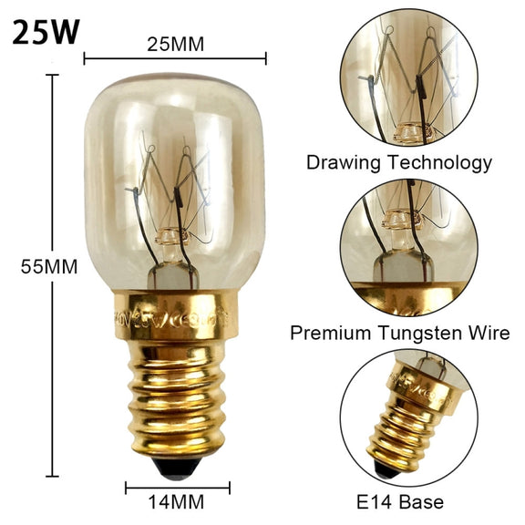 E14 Salt Crystal Lamps High Temperature Resistant Oven Light Bulb, Power: 25W Brass Lamp Head(2700K Warm White)