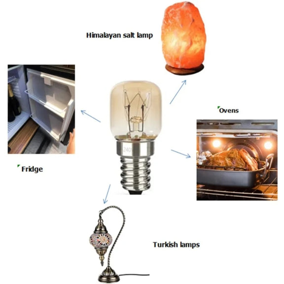 E14 Salt Crystal Lamps High Temperature Resistant Oven Light Bulb, Power: 25W Copper Nickel Plating Lamp Head(2700K Warm White)