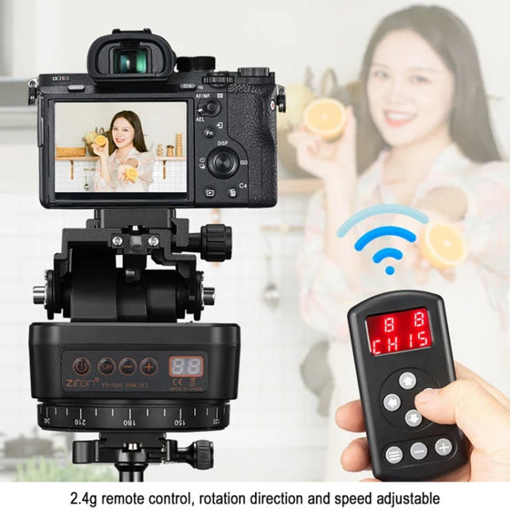 ZIFON YT-1000 Electric Gimbal 360 Degree Panoramic Remote Control Mobile Phone Shooting Dual Axis DSLR Camera Live Stabilizer(Standard)
