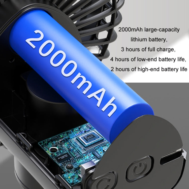 Car Clip-On Rechargeable Electric Oscillating Head Fan With Light(Black) - Heating & Fans by PMC TechLife | Online Shopping South Africa | PMC TechLife | Buy Now Pay Later Mobicred