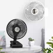 Car Clip-On Rechargeable Electric Oscillating Head Fan With Light(Pink)