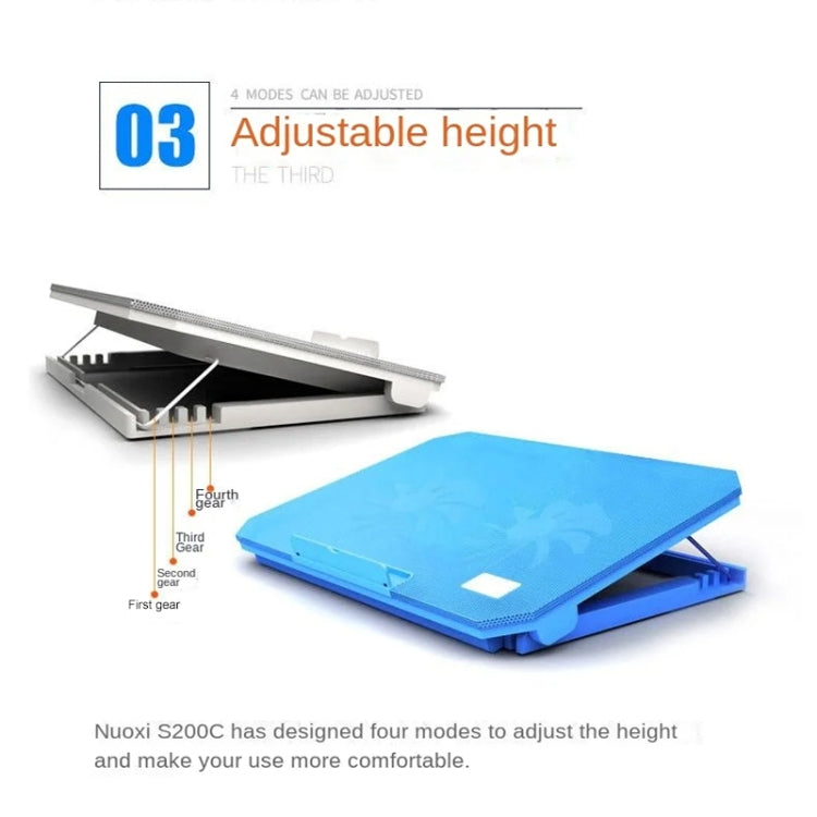 NUOXI S200C Laptop Silent Radiator Multi-level Adjustable Metal Bracket Base(White)