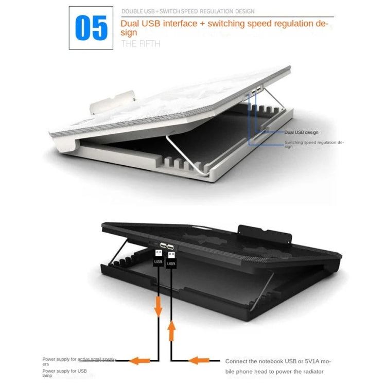 NUOXI S200C Laptop Silent Radiator Multi-level Adjustable Metal Bracket Base(White)