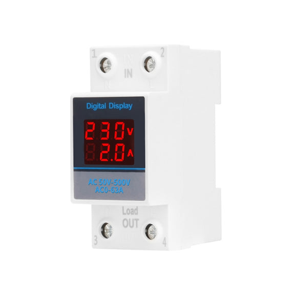 SINOTIMER SDM002 Household DIN Rail Single-Phase AC Dual Display Voltage And Current Meter(63A Build-In Intestinal Sensor)