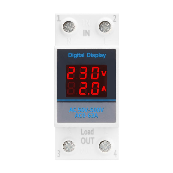 SINOTIMER SDM002 Household DIN Rail Single-Phase AC Dual Display Voltage And Current Meter(63A Build-In Intestinal Sensor)