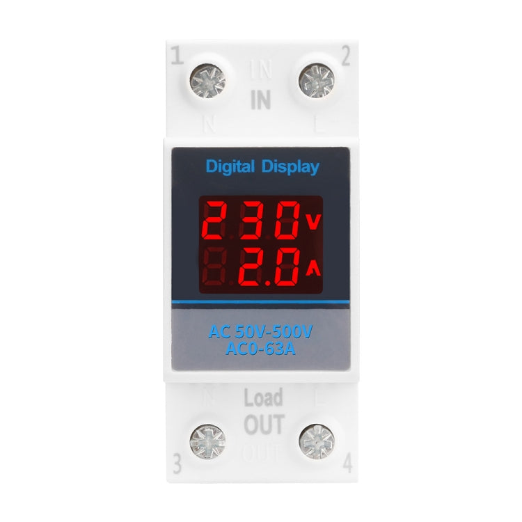 SINOTIMER SDM002 Household DIN Rail Single-Phase AC Dual Display Voltage And Current Meter(63A Build-In Intestinal Sensor)