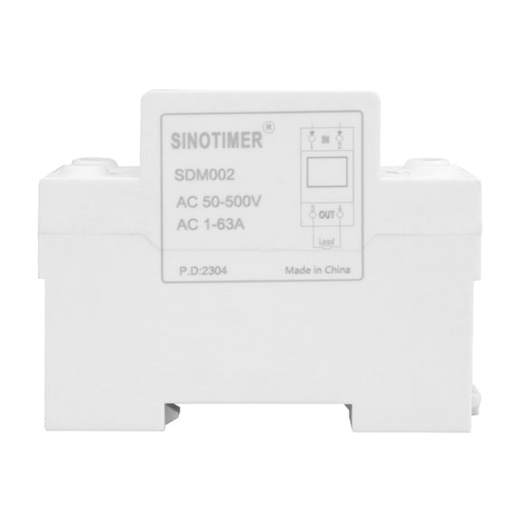SINOTIMER SDM002 Household DIN Rail Single-Phase AC Dual Display Voltage And Current Meter(63A Build-In Intestinal Sensor)