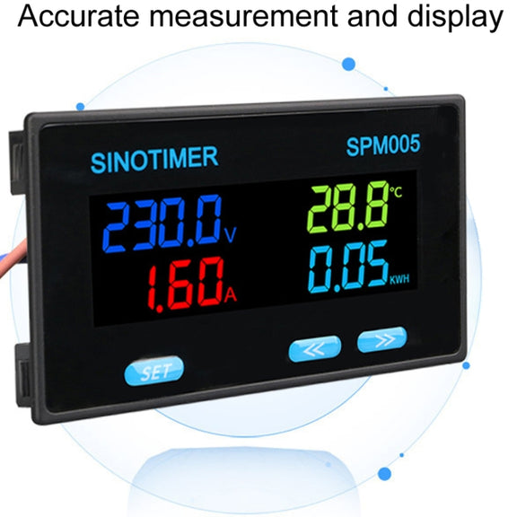 SINOTIMER SPM005 AC Digital Display Voltage Current Power Electricity Multifunctional Monitoring Meter, Specification: 20A