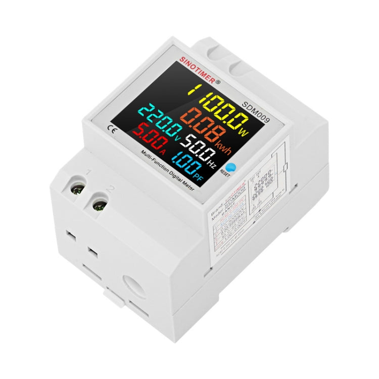 SINOTIMER SDM009 Din Rail Single-Phase Voltage Current Frequency Power Factor Electricity Multifunctional Meter, Model: AC40-300V Built-In