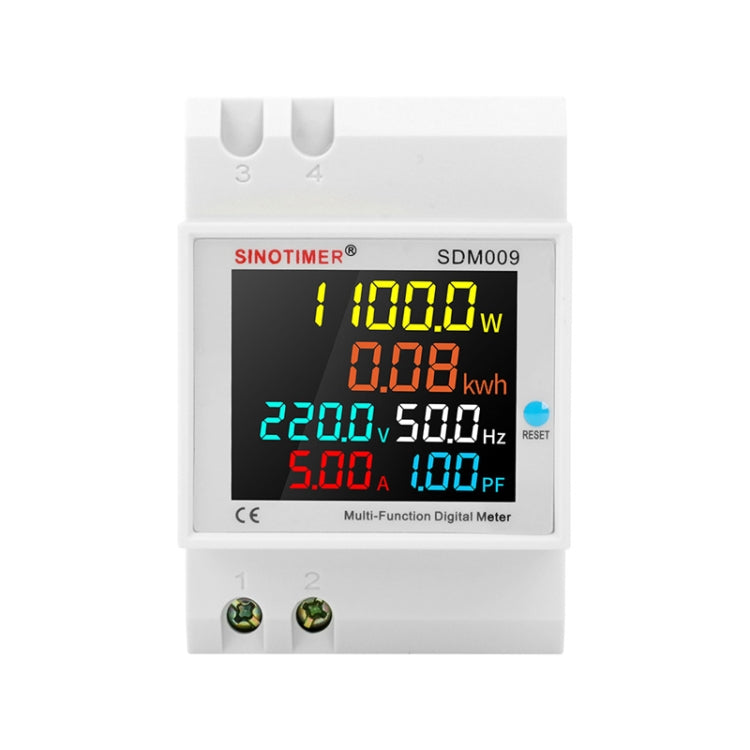 SINOTIMER SDM009 Din Rail Single-Phase Voltage Current Frequency Power Factor Electricity Multifunctional Meter, Model: AC250-450V Built-In