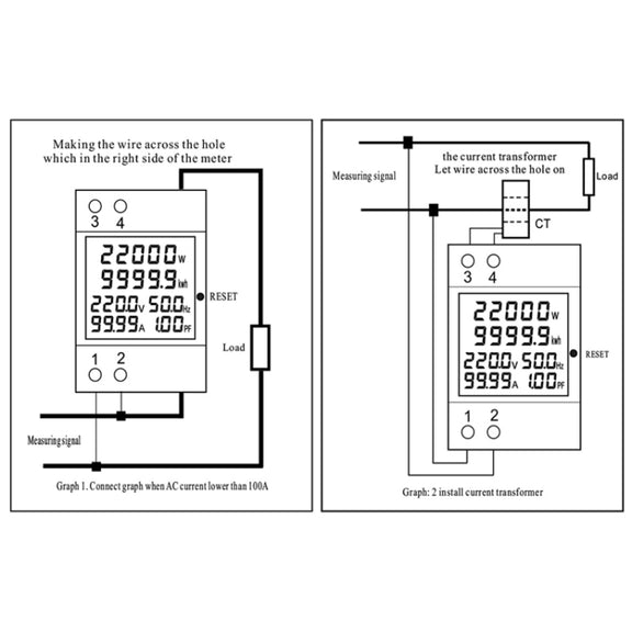 SINOTIMER SDM009 Din Rail Single-Phase Voltage Current Frequency Power Factor Electricity Multifunctional Meter, Model: AC250-450V Built-In