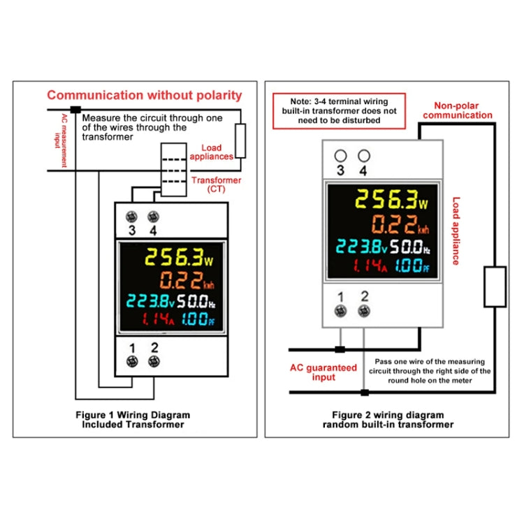 SINOTIMER SDM009 Din Rail Single-Phase Voltage Current Frequency Power Factor Electricity Multifunctional Meter, Model: AC40-300V Built-In - free shipping - PMC TechLife - Order now!