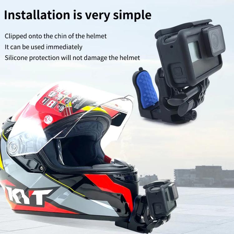 Motorcycle Helmet Chin Clamp Mount for GoPro Hero Series DJI Osmo Action, SJCAM Cameras, Spec: Set 2
