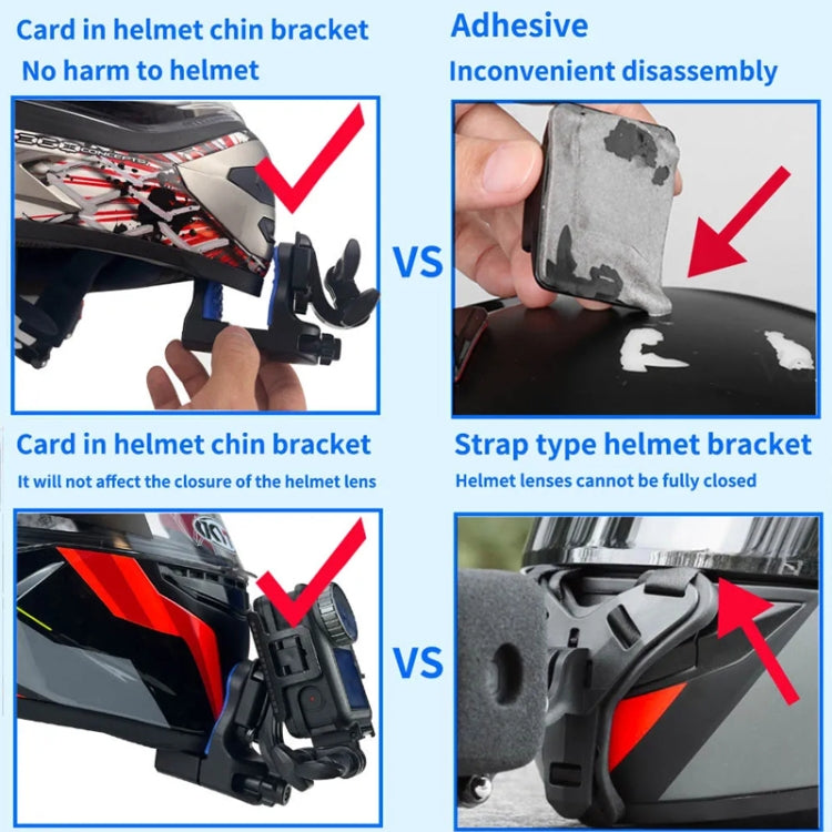 Motorcycle Helmet Chin Clamp Mount for GoPro Hero Series DJI Osmo Action, SJCAM Cameras, Spec: Set 2