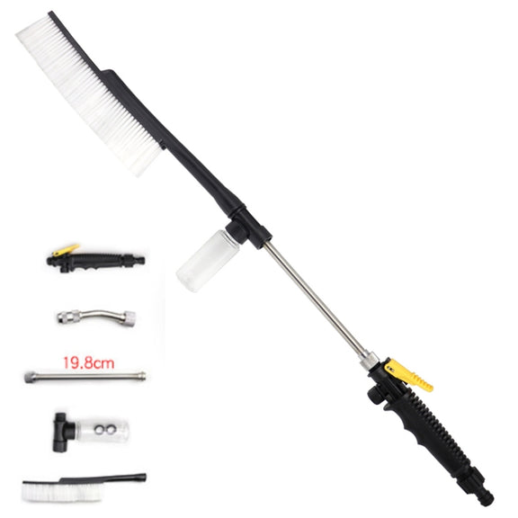 High Pressure Car Wash Nozzle Soft Bristle Long Handle Brush Foam Bottle Tool Set, Specification: Set 2
