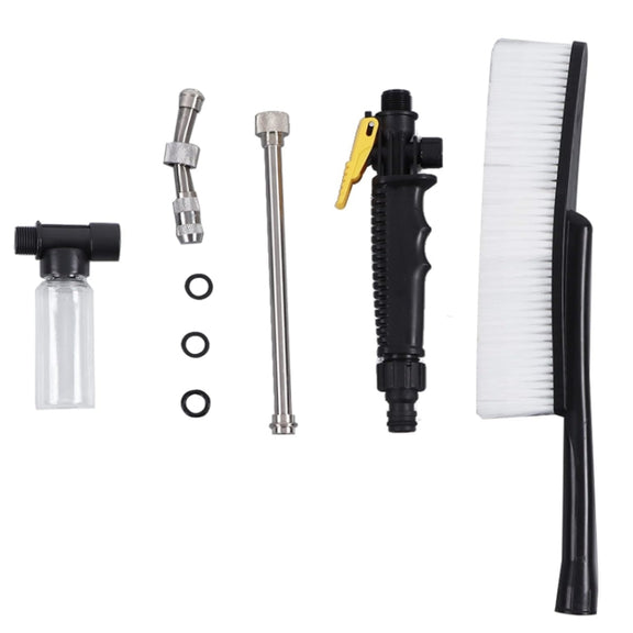 High Pressure Car Wash Nozzle Soft Bristle Long Handle Brush Foam Bottle Tool Set, Specification: Set 2