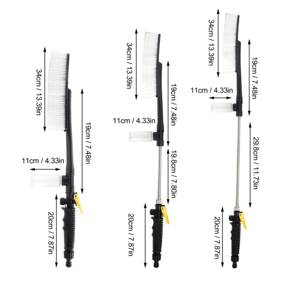 High Pressure Car Wash Nozzle Soft Bristle Long Handle Brush Foam Bottle Tool Set, Specification: Set 2