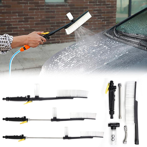 High Pressure Car Wash Nozzle Soft Bristle Long Handle Brush Foam Bottle Tool Set, Specification: Set 3
