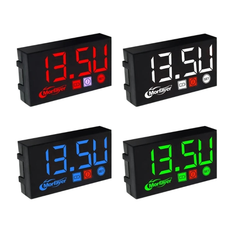 Compact LED Digital Display Time Voltmeter, Specification: 3 in 1 Green