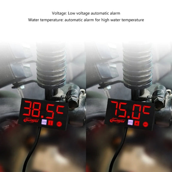 Compact LED Digital Display Time Voltmeter, Specification: 3 in 1 Green