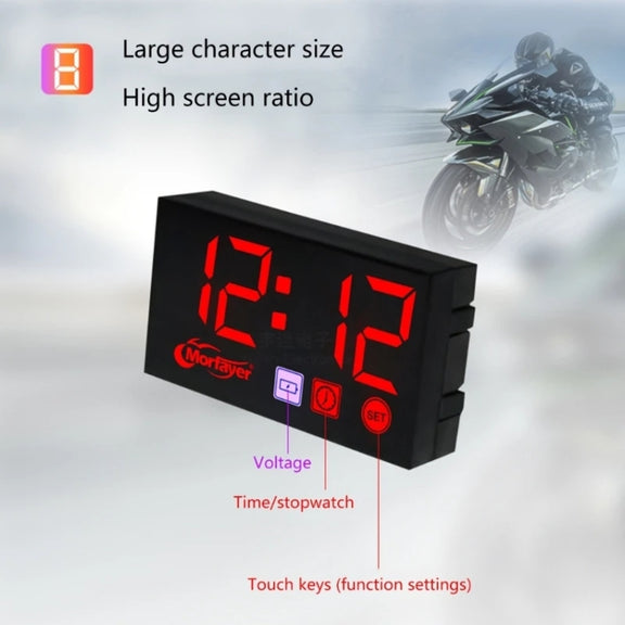 Compact LED Digital Display Time Voltmeter, Specification: 3 in 1 Green