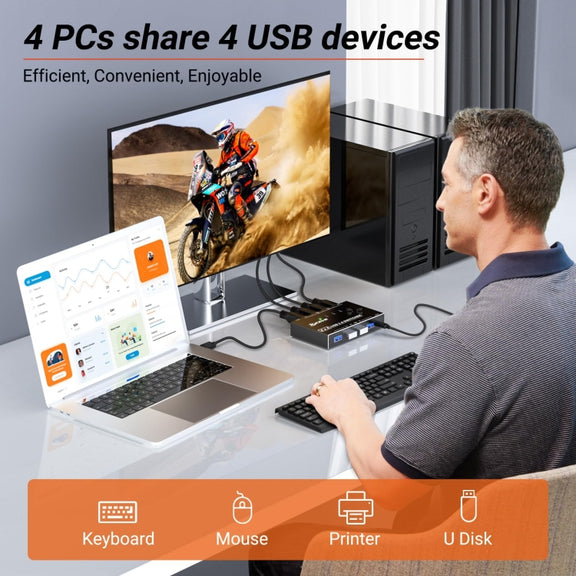 KC-KM434B USB3.0 4 Port USB Shared Device 4 Port Printer Sharing Device Keyboard Mouse Switch
