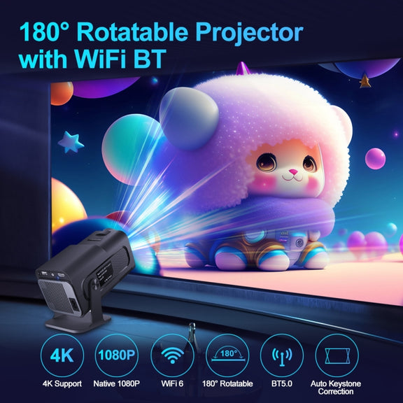 HY320 1080P 390ANSI 4K Android 11 Projector With Wifi 6 Bluetooth 5.0 Support Miracast / Airplay / DLNA AU Plug