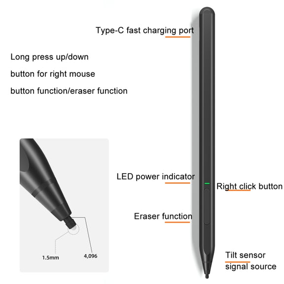 For Microsoft Surface 4096 Pressure Sensitive MPP2.0 Anti-false Touch Pressure Sensitive Capacitive Pen(Silver)