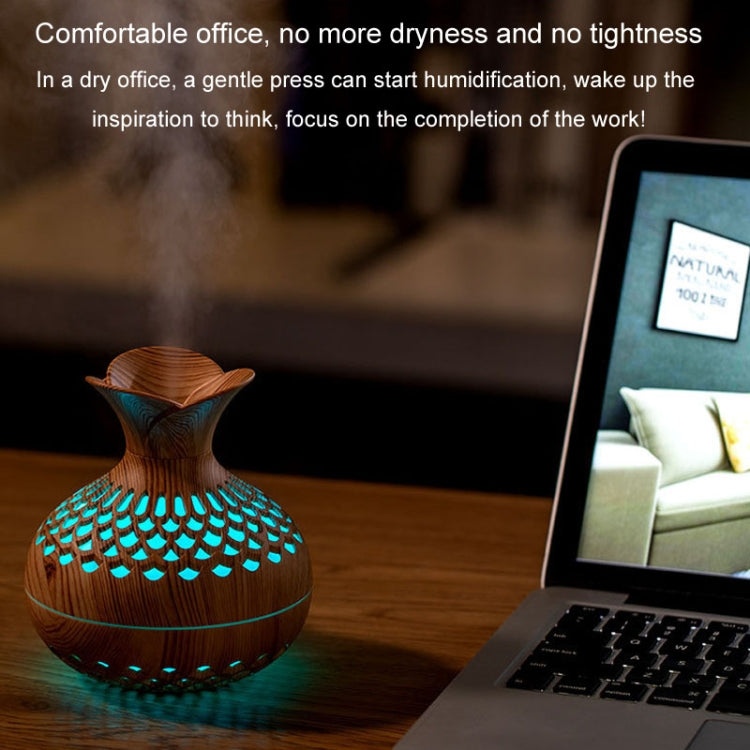 LED Light Aromatherapy Diffuser Home Small Vase Quiet Humidifier Aromatherapy Diffuser 2 In 1(Dark Wood)