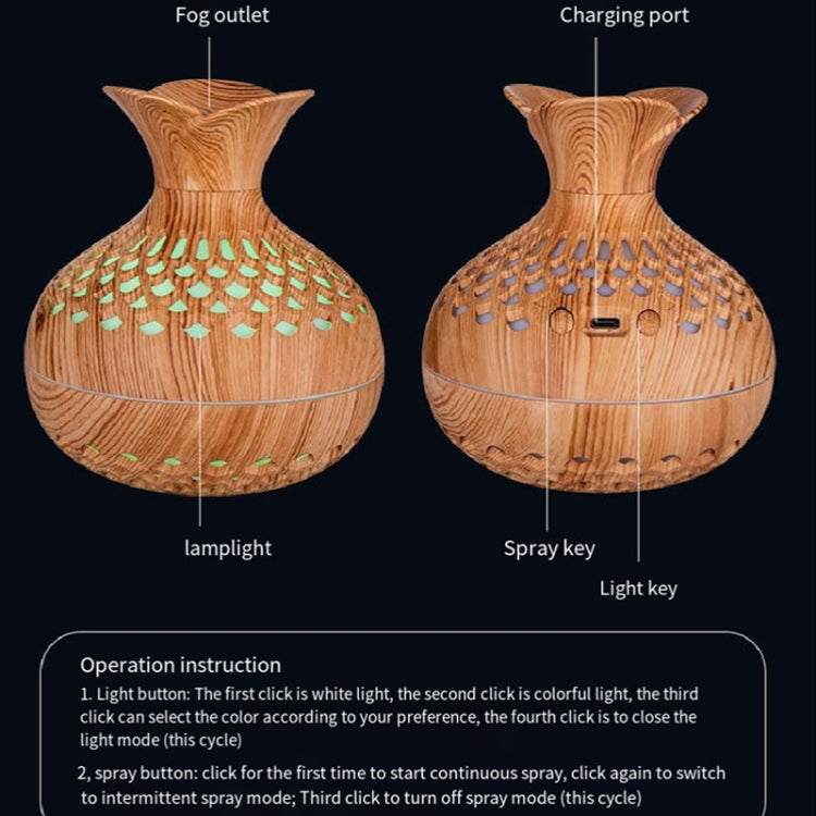 LED Light Aromatherapy Diffuser Home Small Vase Quiet Humidifier Aromatherapy Diffuser 2 In 1(Dark Wood) - free shipping - PMC TechLife - Order now!