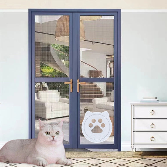 Pet Screen Door Two Way Access Magnetic Closing Cat Door Pet Products(Black)