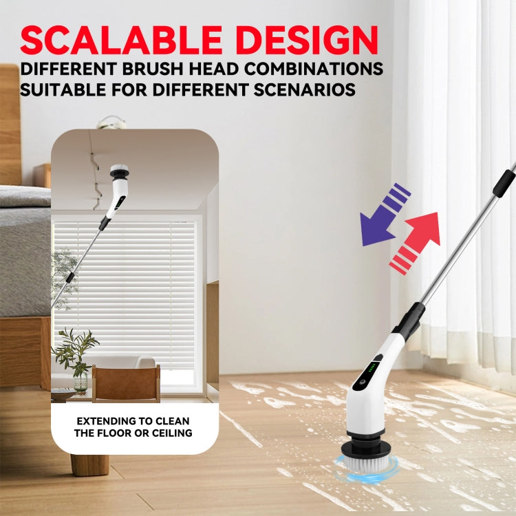 Cordless Electric Spin Scrubber Extension Handle with 7 Replacement Heads(Rose Gold)