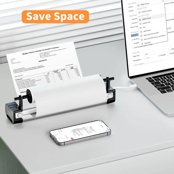 Phomemo 1 Roll A4 Thermal Paper  Use With M08F Printer Holder For M832/M833/M834/M835/P831/Q302 Printer