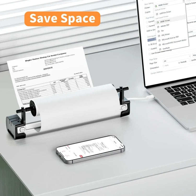 Phomemo 2 Rolls A4 Thermal Paper  Use With M08F Printer Holder For M832/M833/M834/M835/P831/Q302 Printer