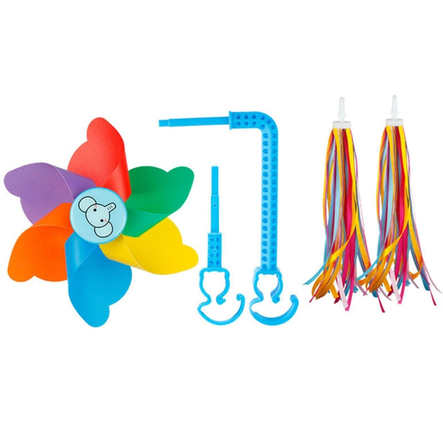 Children Bicycle Decoration Scooter Rotating Colorful Windmill With Long And Short Rod Bicycle, Style: A Elephant+Ribbon