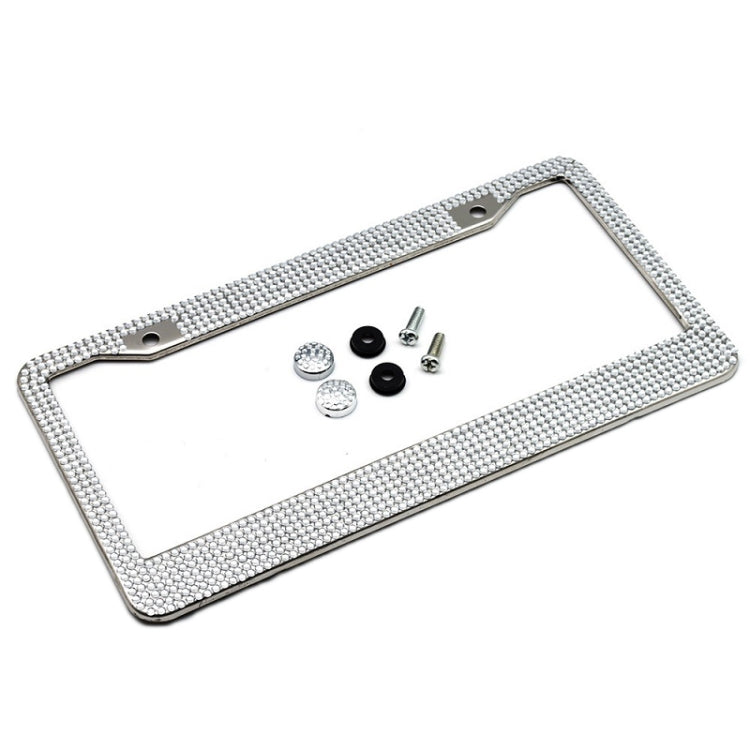 US Standard Stainless Steel License Plate Modified Frame With Diamonds, Color: Round Hole White Diamond - License Plate Covers & Frames by PMC TechLife | Online Shopping South Africa | PMC TechLife | Buy Now Pay Later Mobicred
