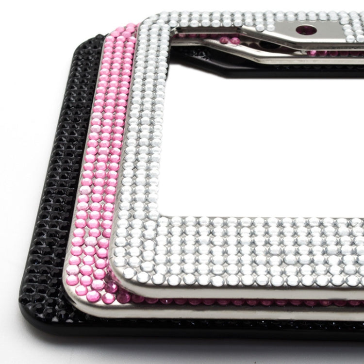 US Standard Stainless Steel License Plate Modified Frame With Diamonds, Color: Square Hole Black Diamond - License Plate Covers & Frames by PMC TechLife | Online Shopping South Africa | PMC TechLife | Buy Now Pay Later Mobicred