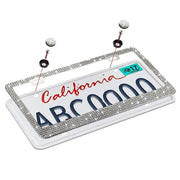 US Standard Stainless Steel License Plate Modified Frame With Diamonds, Color: Round Hole Black Diamond
