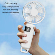 Portable Digital Display Hanging Neck Mute Small Fan USB Charging Handheld Foldable Fan(Pink)