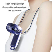 Portable Digital Display Hanging Neck Mute Small Fan USB Charging Handheld Foldable Fan(Blue)