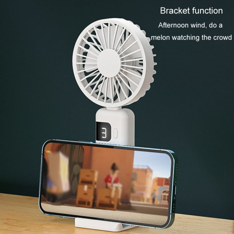 Portable Digital Display Hanging Neck Mute Small Fan USB Charging Handheld Foldable Fan(Blue)