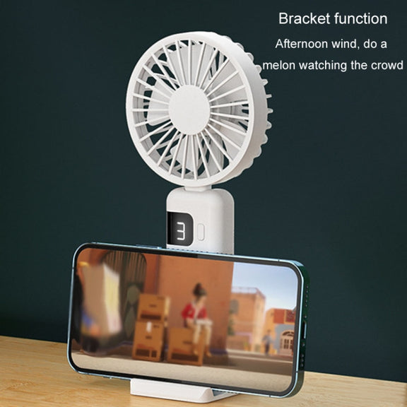 Portable Digital Display Hanging Neck Mute Small Fan USB Charging Handheld Foldable Fan(Pink)