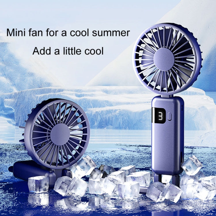 Portable Digital Display Hanging Neck Mute Small Fan USB Charging Handheld Foldable Fan(Pink)