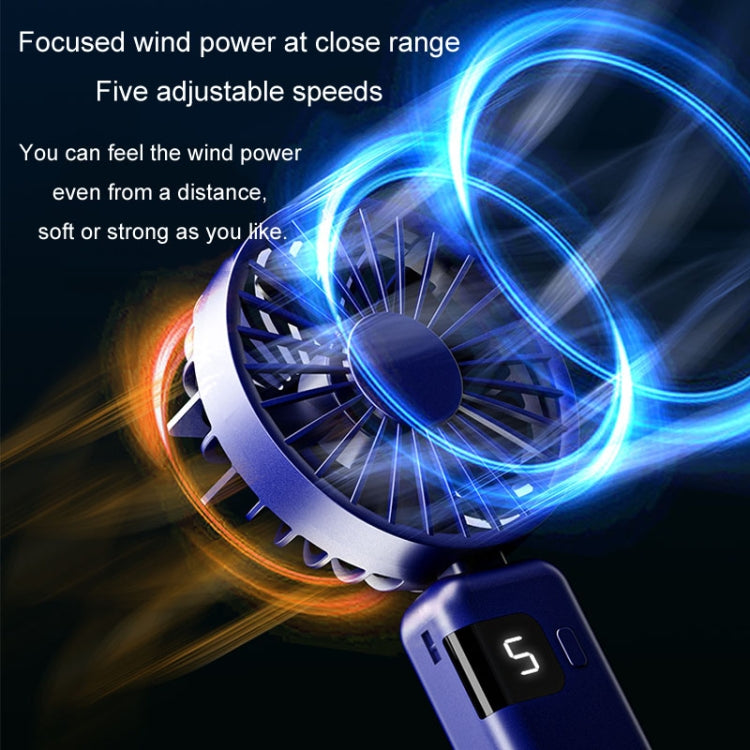 Portable Digital Display Hanging Neck Mute Small Fan USB Charging Handheld Foldable Fan(Pink) - Electric Fans by PMC TechLife | Online Shopping South Africa | PMC TechLife | Buy Now Pay Later Mobicred